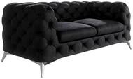 S-Style M&ouml;bel Chesterfield-Sofa Kalina, 2-Sitzer mit silbernen Metall F&uuml;&szlig;en,...