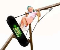 DICE Einzelschaukel Skateboard Schaukel mit schwarzem geflochtenem Seil,...