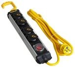 STANLEY ALU Mehrfachstecker 4-Fach Haken Schalter Mehrfachsteckdose (IP44),