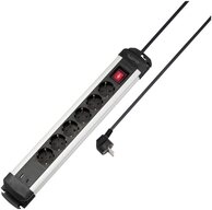 Sygonix Sygonix SY-6807130 Steckdosenleiste mit Schalter 6fach Schwarz, Silber