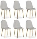 Homestyle4u Polsterstuhl Esszimmerstuhl Leinen Grau Beige Metallbeine Holzoptik