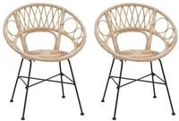 vidaXL Esszimmerstuhl Esszimmerstuhl 2 pcs Rattan und Eisen Natur 54 x 65 x 82...
