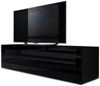 Vladon Lowboard Valencia (TV-Kommode, mit 1 offenem Fach und 2 Klappen), Schwarz
