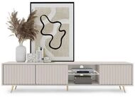 Selsey TV-Schrank BELLO mit goldenen F&uuml;&szlig;en, Lamellenfronten und LED, 175 cm