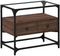 vidaXL TV-Schrank TV-Schrank mit Glasplatte Braun Eiche 60x35x51 cm...