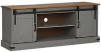 vidaXL TV-Schrank TV-Schrank HALDEN 2 Schiebet&uuml;ren Grau 150x40x60 cm Massivholz