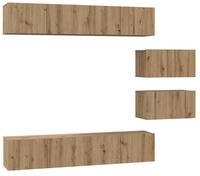 vidaXL TV-Schrank TV-Schrankset Wandmontiert 6 pcs Artisan-Eiche Holzwerkstoff...