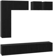 vidaXL TV-Schrank TV-Schrankset 8 pcs Schwarz Eichen-Optik Holzwerkstoff (8-St)