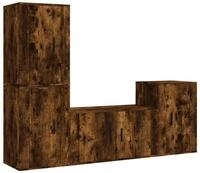 vidaXL TV-Schrank 4-tlg. TV-Schrank-Set R&auml;uchereiche Holzwerkstoff (4-St)