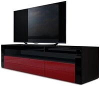 Vladon Lowboard Valencia (TV-Kommode, mit 1 offenem Fach und 2 Klappen), Schwarz