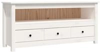 vidaXL TV-Schrank TV-Board Wei&szlig; 114x35x52 cm Massivholz Kiefer