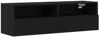 vidaXL TV-Wand TV-Wandschrank Schwarz Eichen-Optik 100 x 30 x 30 cm, (1-St)