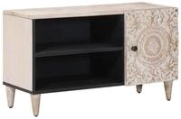 vidaXL TV-Schrank TV-Schr&auml;nk mit Regal Wei&szlig; 80 x 31,5 x 46 cm Massivholz...