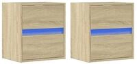 vidaXL TV-Wand TV-Wandschr&auml;nke mit LED-Beleuchtung 2 Stk. Sonoma 41x31x45 cm,...