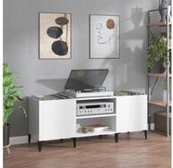 vidaXL TV-Schrank 121 x 38 x 48 cm Plattenschrank Hochglanz-Wei&szlig; 121x38x48 cm