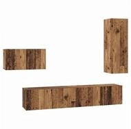 vidaXL TV-Schrank TV-Schrankset mit Schubladen 4 pcs Altholz Holzwerkstoff...