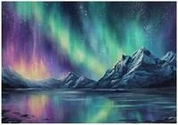 Wallarena Fototapete Berge Nordlicht polar - Mehrfarbig - Modern - Vlies -