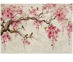 Wallarena Fototapete Vlies Kirschbl&uuml;ten Beton Abstrakt Schlafzimmer, glatt, (5...
