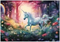 Wallarena Fototapete M&auml;dchen Einhorn - Mehrfarbig - Elegant - Vlies - Wohnzimmer,