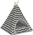 vidaXL Tierkorb 50 x 50 x 60 cm Haustier-Tipi mit Kissen Wei&szlig; und Grau...