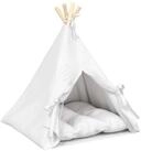 vidaXL Tierkorb 50 x 50 x 60 cm Haustier-Tipi mit Kissen Wei&szlig; 50x50x60 cm...