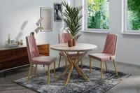 WFL GROUP Esstisch Flora ausziehbar rund industrial mit goldenen Metallbeinen...