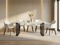 WFL GROUP Esstisch Marco ausziehbar rechteckig loft mit schwarzen Metallbeinen...