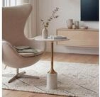 FINEBUY Beistelltisch FB116637 Sofatisch Marmor Wohnzimmertisch 37cm Couchtisch