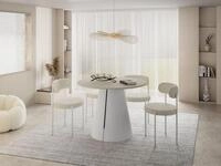 WFL GROUP Esstisch Lamio ausziehbar rund modern mit wei&szlig;en Metallbeinen (MADE...