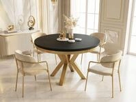 WFL GROUP Esstisch Clara Gold im Loft-Stil rund ausziehbar mit goldenen...