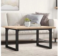 vidaXL Couchtisch, Couchtisch O-Gestell 90x90x45,5cm Massivholz Kiefer & Stahl