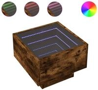 vidaXL Couchtisch 40 x 40 x 30 cm Beistelltisch mit LED R&auml;uchereiche 40x40x30...