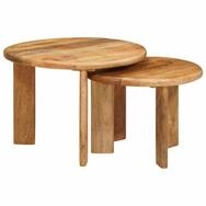 vidaXL Couchtisch Nesting-Couchtische 2 pcs Braun Massivholz (2-St)