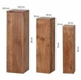 FINEBUY Satztisch SuVa2516_1 Massivholz Blumentisch 3er Set S&auml;ulentisch...