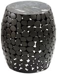 Wohnling Beistelltisch WL7.361 Beistelltisch rund 40cm Metall Marmor Alu