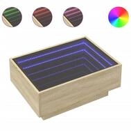 vidaXL Couchtisch 70 x 50 x 30 cm LED Couchtisch Infinity-Spiegel Sonoma Eiche