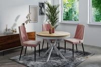 WFL GROUP Esstisch Cloud ausziehbar rund industrial mit wei&szlig;en Metallbeinen...