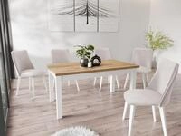 WFL GROUP Esstisch Molly ausziehbar rechteckig modern mit wei&szlig;en Holzbeinen...