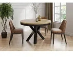 WFL GROUP Esstisch Clara im Loft-Stil rund ausziehbar mit schwarzen Metallbeinen
