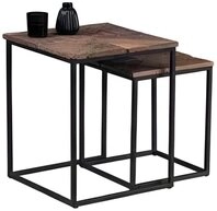 M2 Kollektion Beistelltisch (2-St., 2-Satztisch), Recycletes Massivholz Metall