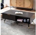FINEBUY Couchtisch FB103424 Sofatisch 110x60 cm Schwarz Eiche Wohnzimmertisch