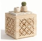 Homestyle4u Nachttisch Hocker Holz W&uuml;rfel Nachttisch braun natur Couchtisch...