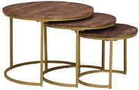 vidaXL Couchtisch Nesting-Couchtische 3 pcs Massivholz und Stahl (3-St)