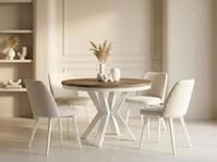 WFL GROUP Esstisch Clara White im Loft-Stil rund ausziehbar mit wei&szlig;en...