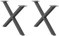 vidaXL Tischbein Couchtischbeine X-Form 2 Stk. Anthrazit 70x(42-43) cm Stahl