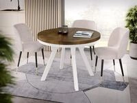 WFL GROUP Esstisch Lume Wei&szlig; ausziehbar rund modern mit wei&szlig;en Holzbeinen...
