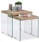 relaxdays Satztisch 2er Set Holz+Glas