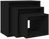 vidaXL Beistelltisch Satztische 3-tlg. Schwarz Holzwerkstoff (3-St)