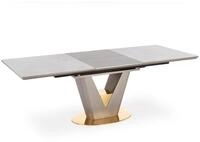 designimpex Esstisch Design HA-777 Tisch Grau Marmoroptik - Gold ausziehbar 160...