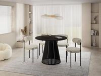 WFL GROUP Esstisch Naro Black ausziehbar rund mit schwarzen Lamellen,...